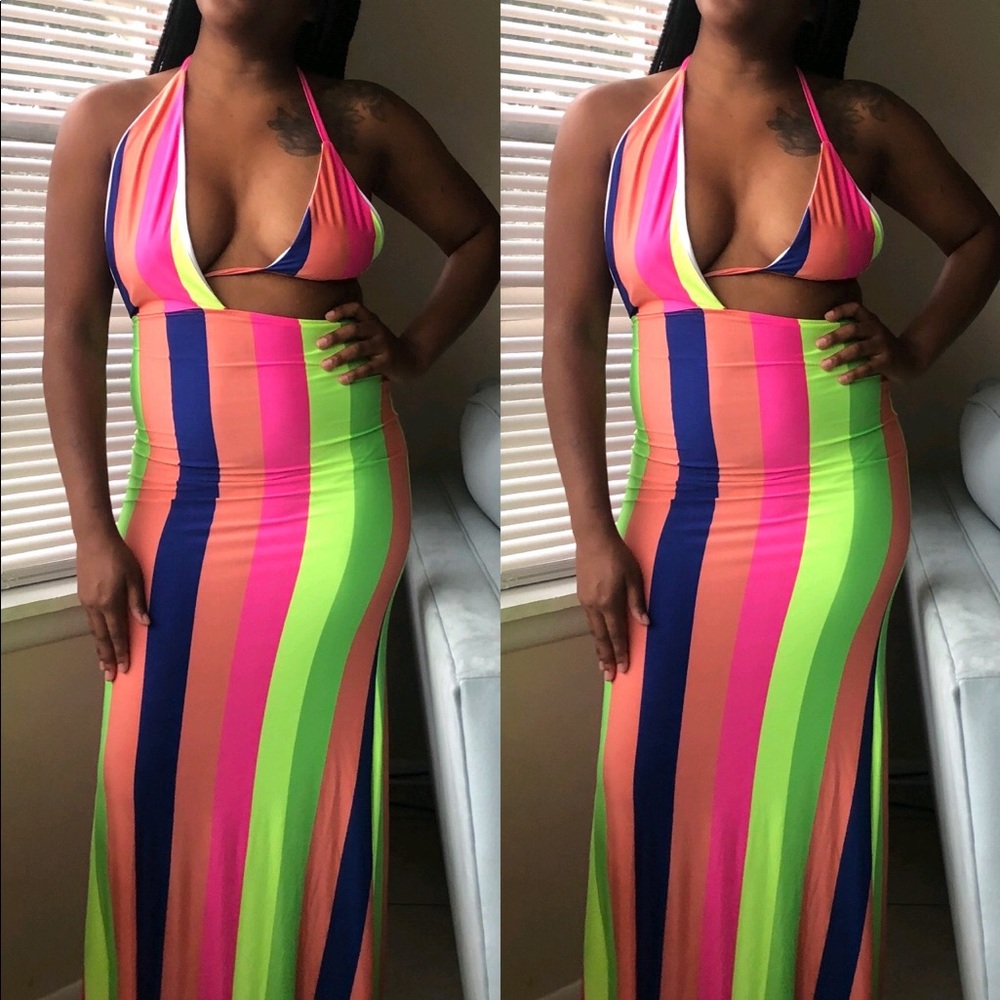 Neon striped dress
